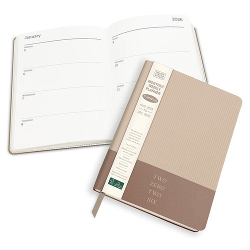 Orange Circle 2026 Diary 142 x 193mm Week To A View Sand Dollar