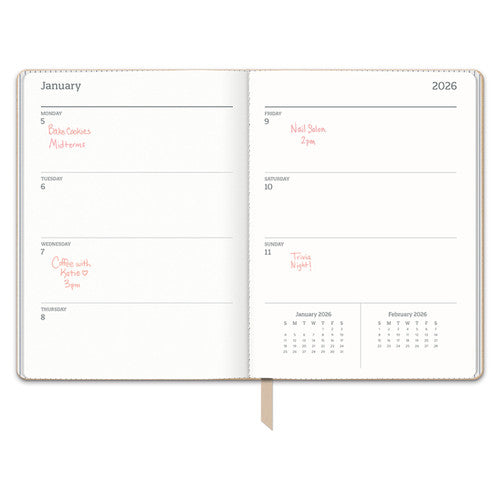 Orange Circle 2026 Diary 142 x 193mm Week To A View Sand Dollar
