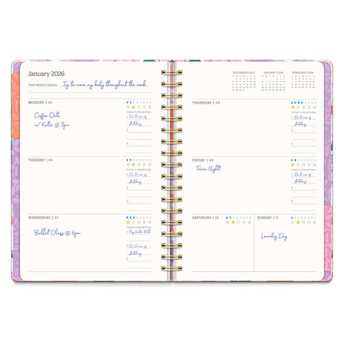 Orange Circle 2026 Diary 178 x 244mm Week To A View Secret Garden