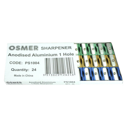 Osmer Sharpener 1 Hole Aluminium Metal Assorted Box of 24