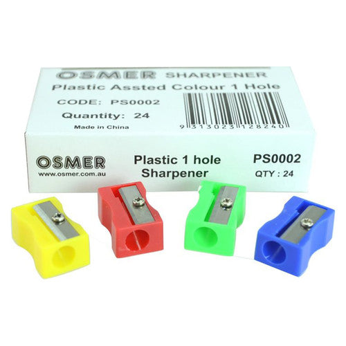 Osmer Sharpener 1 Hole Plastic Assorted Box of 24