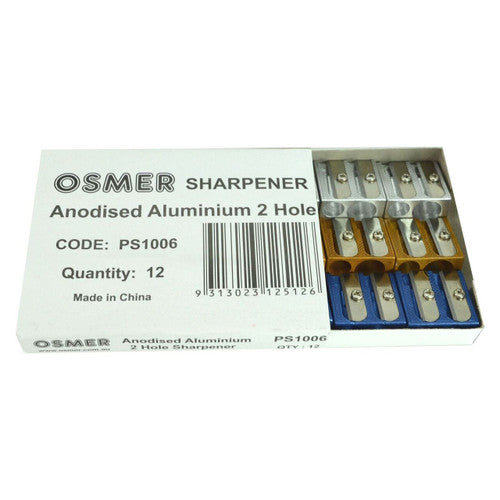 Osmer Sharpener 2 Hole Aluminium Metal Assorted Box of 12