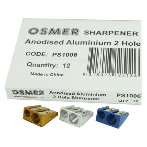 Osmer Sharpener 2 Hole Aluminium Metal Assorted Box of 12