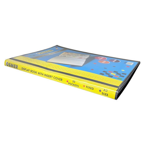 Osmer Display Book A3 with Insert Cover 20 Pocket Black Pack of 12