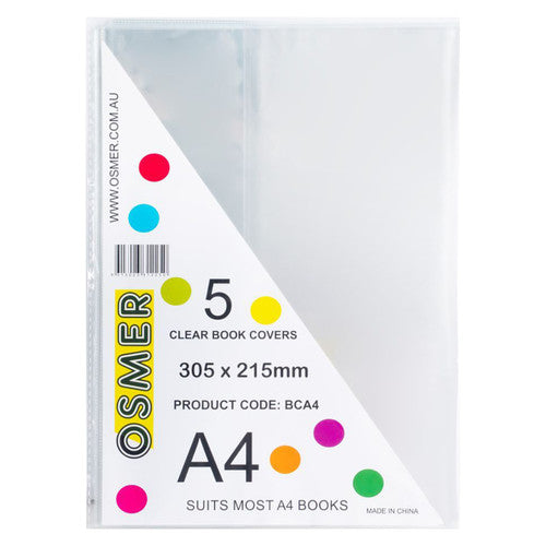 Osmer Book Cover A4 Super Clear Pack of 5