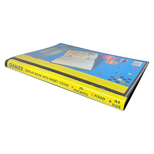 Osmer Display Book A4 with Insert Cover 20 Pocket Black Pack of 20