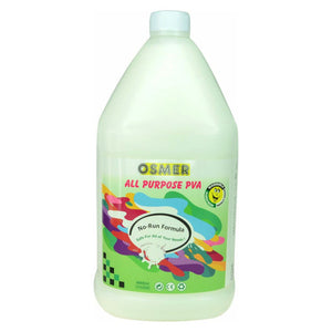 Osmer all purpose PVA glue 4000ml bottle with handle and white screw cap, white glue with colourful printed front label