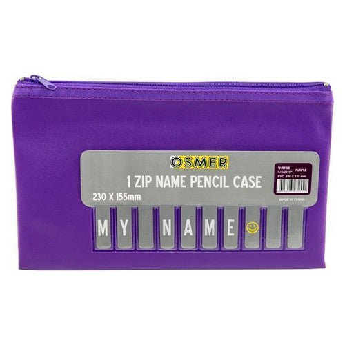 Osmer Cloth Backed PU Pencil Case 1 Zip with Alphabet Card 23 x 15.5cm Purple Pack of 6