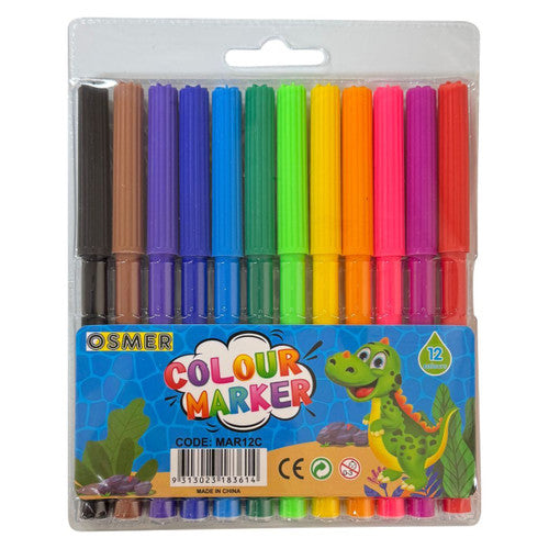 Osmer Colour Marker Fine Tip Assorted Wallet of 12