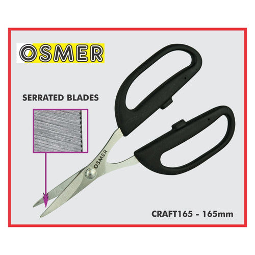 Osmer Craft Scissors 165mm Serrated Edge Blades Hangsell