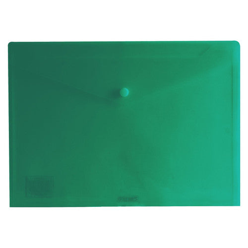 Osmer Document Wallet A4 Button Closure Tinted Green Pack of 12
