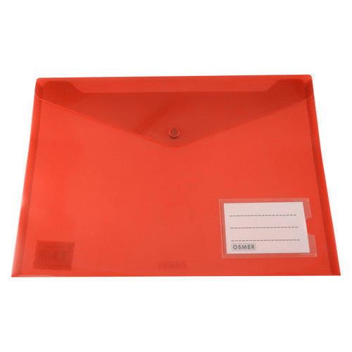 Osmer Document Wallet A4 Name Pocket Tinted Red Pack of 12