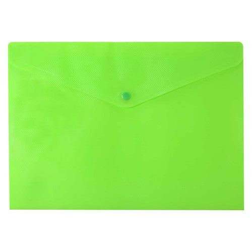 Osmer Document Wallet A4 Button Closure Lime Green Pack of 12