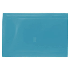 Osmer foolscap document wallet in teal green with a hook and loop closure tab on the flap, front view of a single wallet