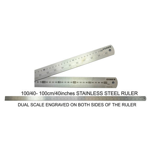 Osmer Ruler 100cm Dual Scale Stainless Steel Pack of 10