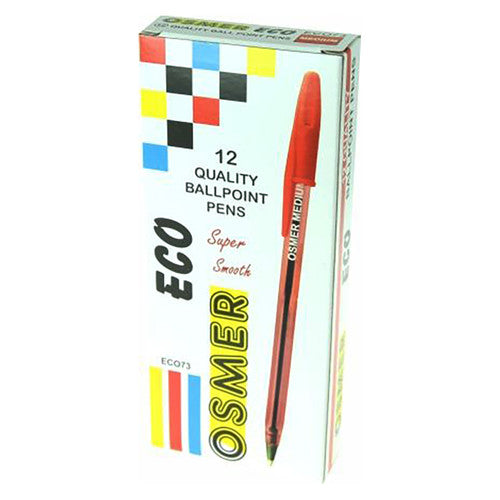 Osmer Economy Ballpoint Pen Medium Red Box of 12