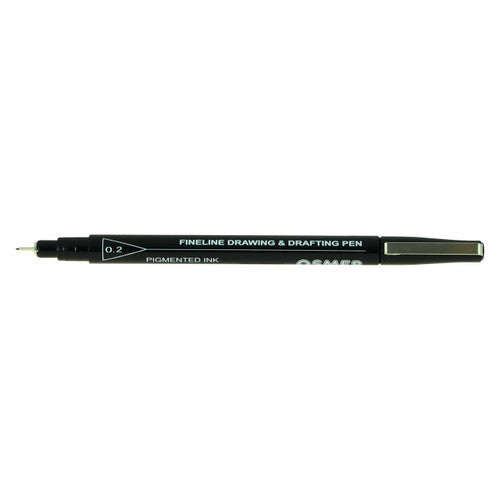 Osmer Fineline Drawing and Drafting Pen 0.2mm Black Box of 12