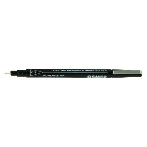 Osmer Fineline Drawing and Drafting Pen 0.3mm Black Box of 12