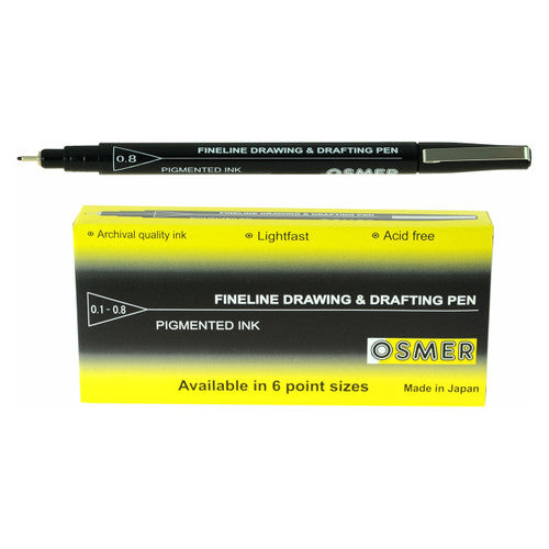 Osmer Fineline Drawing and Drafting Pen 0.8mm Black Box of 12