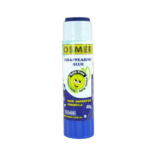 Osmer Glue Stick 40g Disappearing Blue Pack of 10