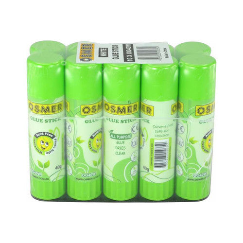 Osmer Glue Stick 40g White Pack of 10
