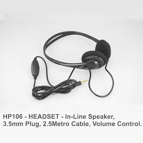 Osmer Headphone with Inline Mic and Volume Control Single 3.5mm Plug Black