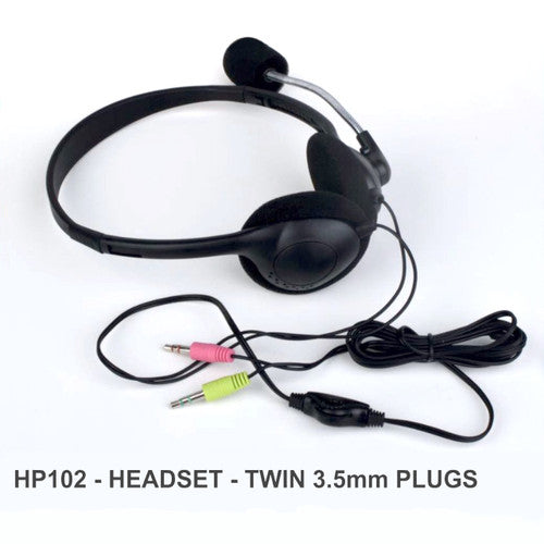 Osmer Headphone with Mic and Volume Control Green Pink 3.5mm Plug Black