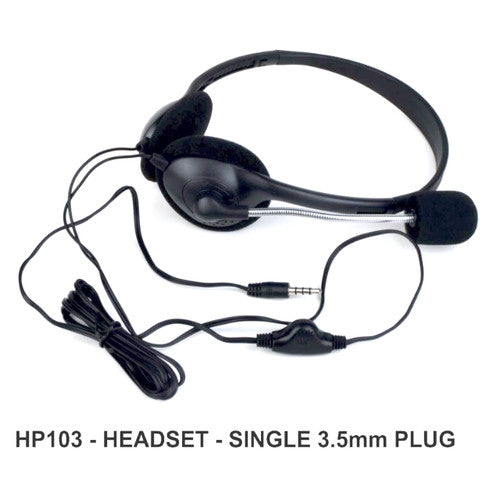 Osmer Headphone with Mic and Volume Control Single 3.5mm Plug Black