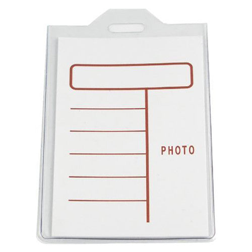 Osmer ID pouch portrait 63 x 96mm in clear, single pouch shown front on with the slot tab and a printed name and photo card insert