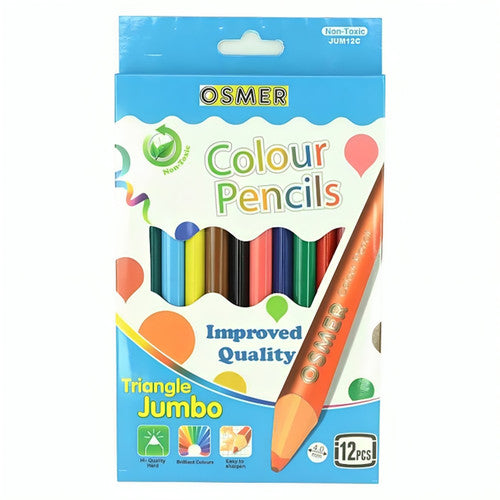 Osmer Colour Pencils Jumbo Triangular Woodcase Pack of 12 Box of 8