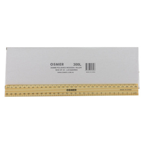 Osmer Ruler 30cm Wooden Lacquered Pack of 25