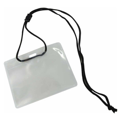 Osmer Lanyard with Large ID Pouch 110 x 71mm Black Pack of 20