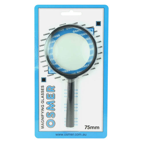 Osmer Magnifying Glass 75mm with Handle Black