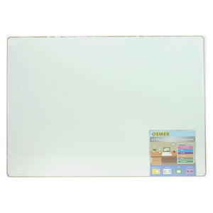 Osmer MDF magnetic whiteboard A3 plain, front view of the unframed white board with the printed Osmer label in the lower right corner
