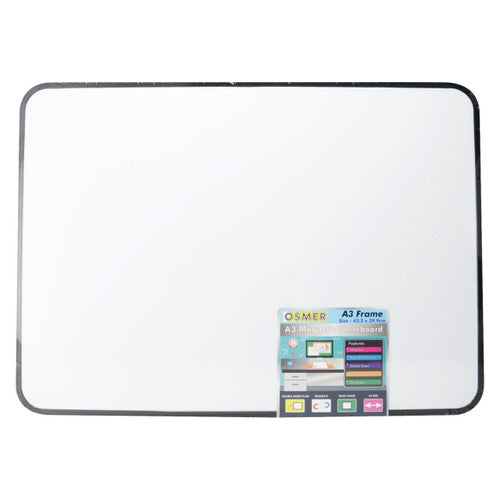 Osmer MDF Magnetic Whiteboard A3 Plain Double Sided with Frame Pack of 12