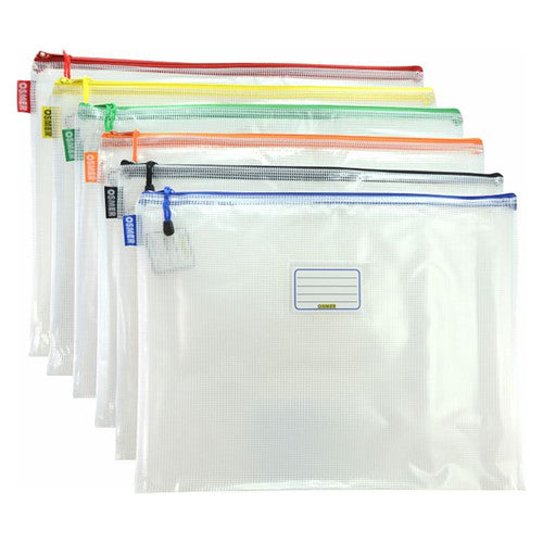 Osmer Mesh Case A3 Clear 46.5 x 35.5cm Assorted Zip Pack of 12