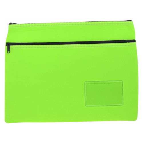 Osmer Neoprene Pencil Case 2 Zip with Name Card 35.5 x 26cm Lime Green Pack of 6