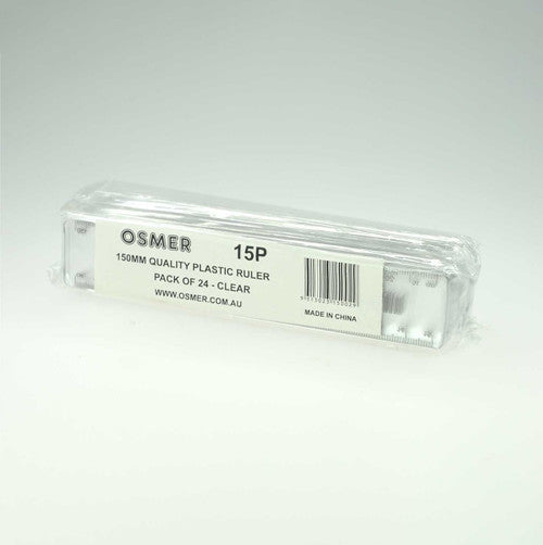 Osmer Ruler 15cm Plastic Clear Pack of 24