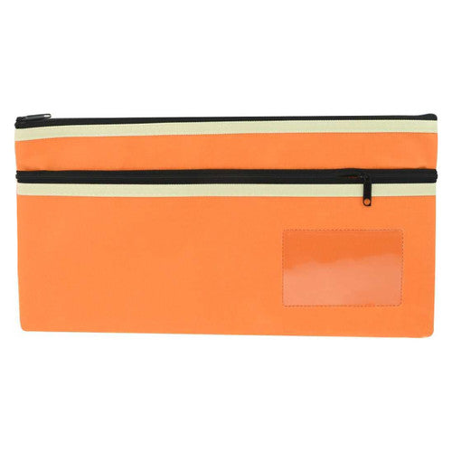 Osmer Polyester Pencil Case 2 Zip with Name Card 35 x 18cm Orange Pack of 6
