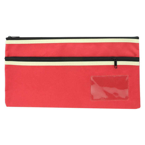 Osmer Polyester Pencil Case 2 Zip with Name Card 35 x 18cm Red Pack of 6