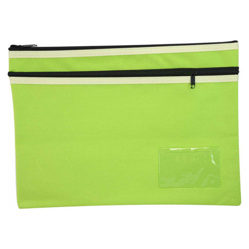 Osmer Polyester Pencil Case 2 Zip with Name Card 35 x 26cm Green Pack of 6