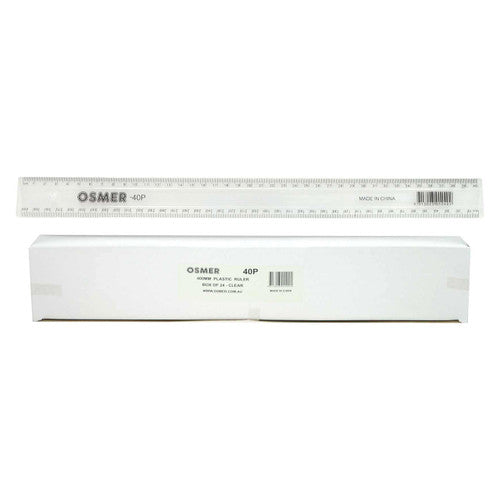 Osmer Ruler 40cm Plastic Premium Clear Pack of 24