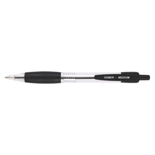 Osmer Retractable Ballpoint Pen Medium Black Box of 12