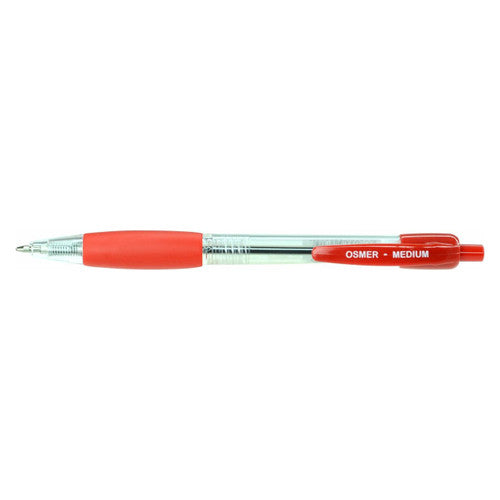 Osmer Retractable Ballpoint Pen Medium Red Box of 12