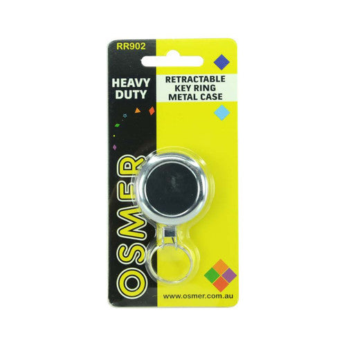 Osmer Retractable Metal Reel Cord 76cm with Key Ring Black