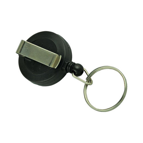 Osmer Retractable Plastic Reel Cord 76cm with Key Ring Black Pack of 20
