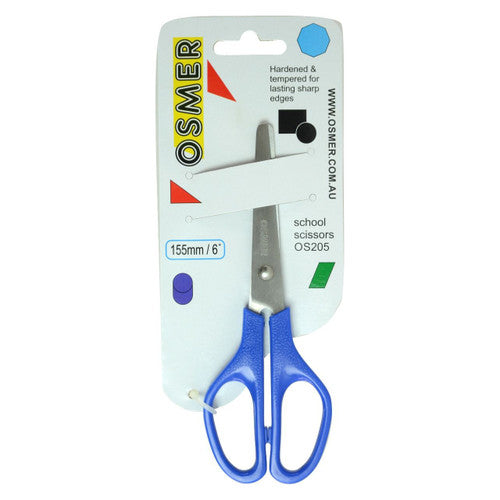 Osmer School Scissors 155mm Blue Wide Handle Hangsell Pack of 12