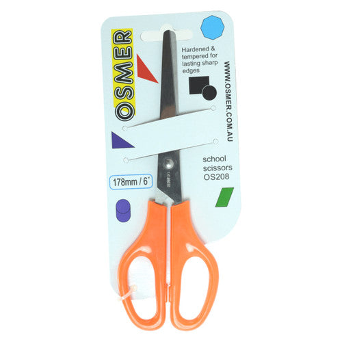 Osmer School Scissors 178mm Orange Handle Hangsell Pack of 12