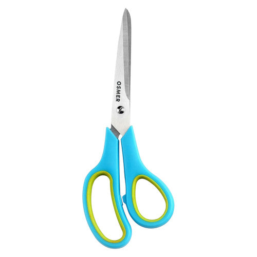 Osmer Soft Grip Scissors 215mm Green and Blue Offset Handle Hangsell Pack of 12