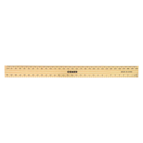 Osmer Ruler 30cm Wooden Unlacquered Pack of 25